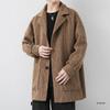 Men's Corduroy Wool Coat - Mid-Length, Loose Fit, Spring/Autumn, Hong Kong & Korean Style