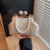 Embroidery Hanfu Shell Shoulder Bags Faux Pearl Chain Evening Purse  Banquet Occasions