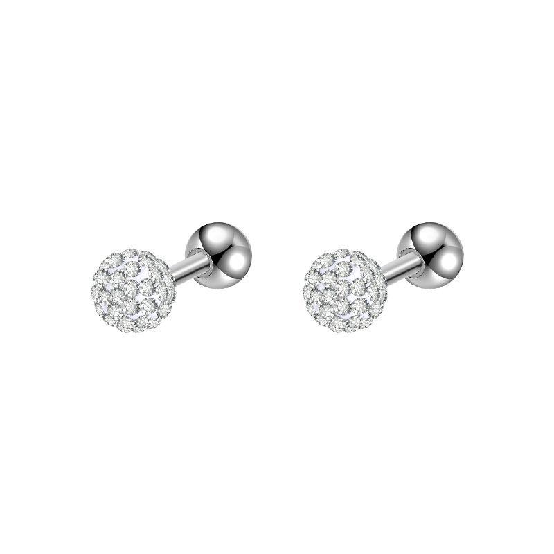 Elegant European & American Rhinestone Stud Earrings - High-End Bling Stainless Steel Sphere Design