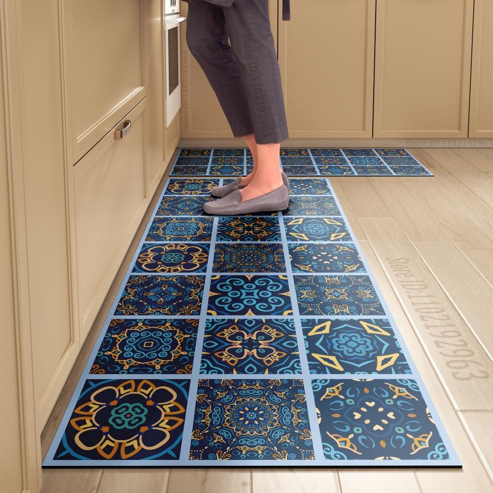 1PCS Kitchen Floor Mat Waterproof, Anti-skid, Anti-dirty Foot Mat Household Door Mat Crystal Velvet Long Strip Carpet Door Mats