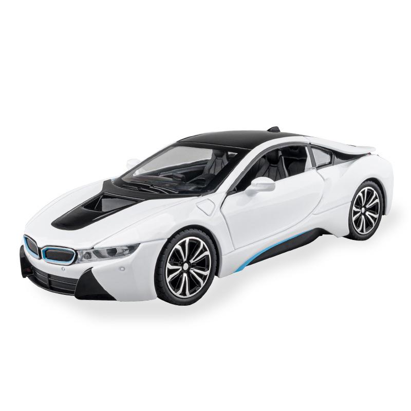 1:22 BMW I8 Sports Car Alloy Diecast Model Car Vehicle Collection Simulation Sound & Light Toys Car Children Birthday Day Gifts