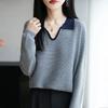 Knitwear Spring/Autumn Korean New All Match Fashion V-neck Long Sleeved Loose Shirt Temperment Top