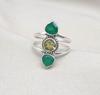 Green Onyx & Lemon Quartz Sterling Silver Ring: Boho Statement Jewelry