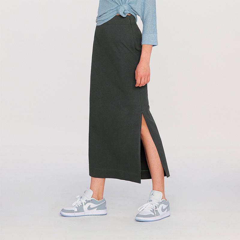 High Waist Elastic Bodycon Midi Skirt with Slit - 2024 Spring/Summer Collection