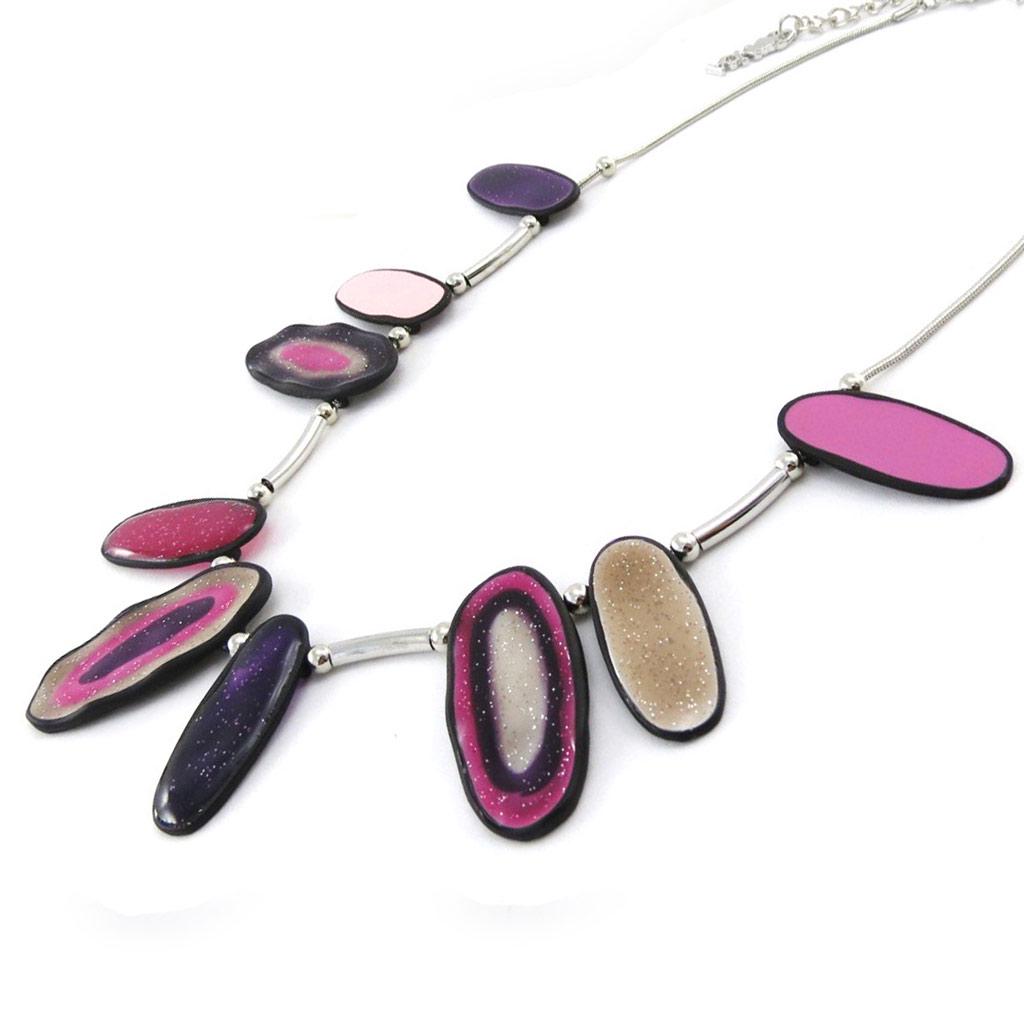 NOA [J2157] - Collier Créateur 'Coloriage' rose violet
