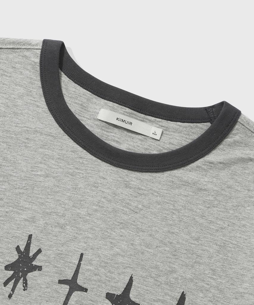 KIIMUIR [Crop] Flashmove Ringer Crop Short Sleeve T-Shirt_Melange Gray