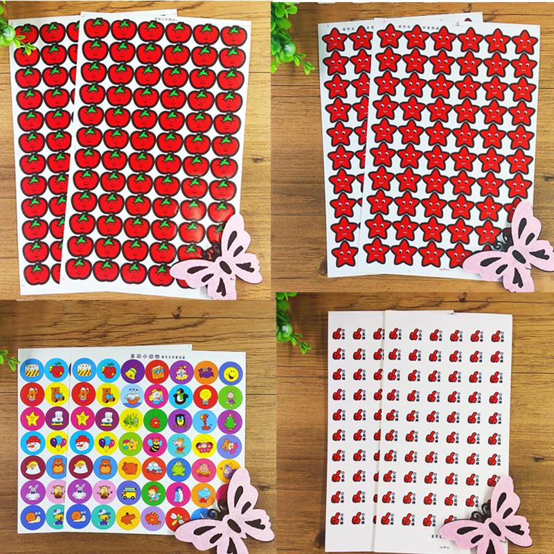 Kids' Reward Stickers: Smiley Faces, Red Stars & Cartoon Designs for Kindergarten Praise