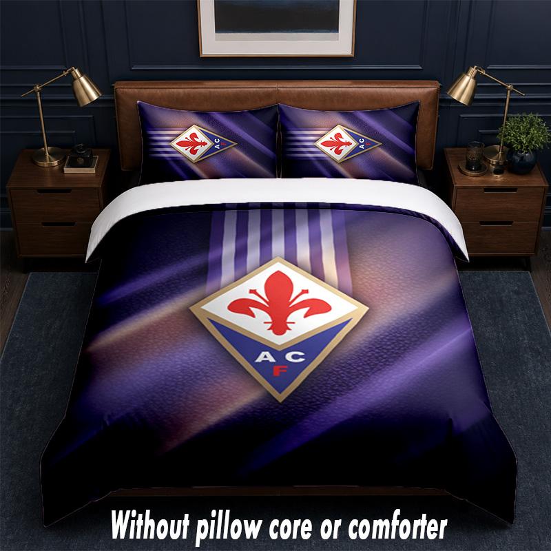 Fiorentina FC Design Bed Bedding Set 1 Duvet Cover + 2 Pillowcases Soft Breathable Household Bed Linens