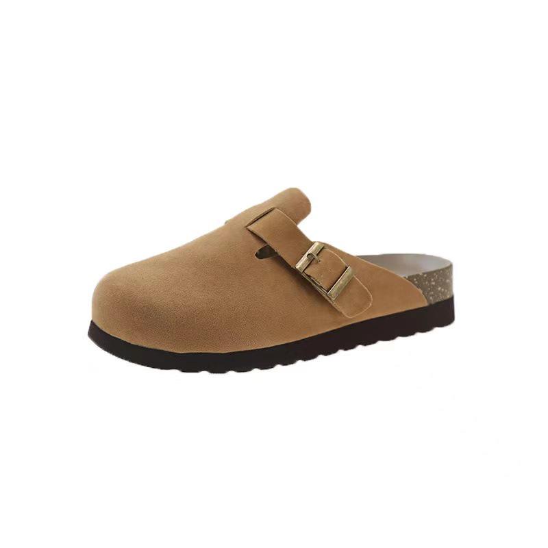 2024 British-Style Women's Birkenstock Closed-Toe Half-Slippers: Thick-Soled, Slip-On Shoes for Spring and Autumn Outdoor Wear