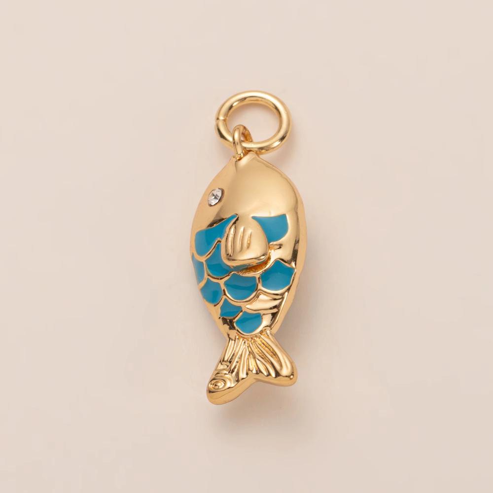14k Copper Ocean Series Pendant: Enamel Fish, Shell, Conch, Starfish, Lobster, Dolphin Jewelry Accessories