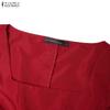 ZANZEA Women Elegant Square Collar Casual Short Sleeve Dress