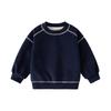 Boys Crewneck Sweatshirt Color Block Pullover Casual Top Spring Autumn Clothing for Kids