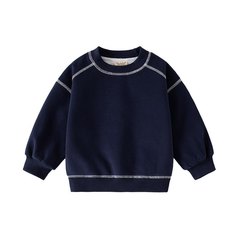 Boys Crewneck Sweatshirt Color Block Pullover Casual Top Spring Autumn Clothing for Kids