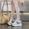 10 inner height increase white shoes women's spring new leather thick-soled small man thin light mouth wedge heel women's shoes