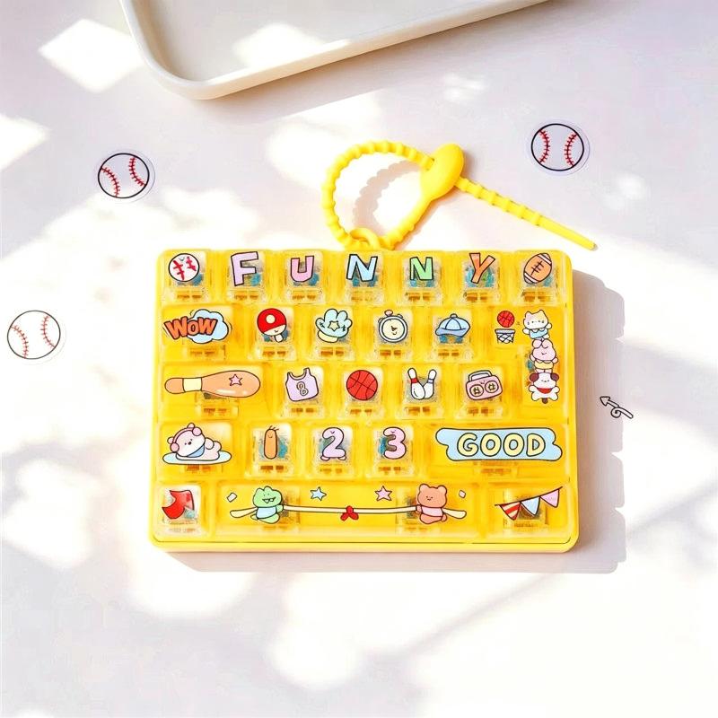 1/2Pcs 26 Key Press Button Stress Relief Toy Cute Portable Decompression Fidget Gadget Lightweight Bag Ornament for Outdoor Use