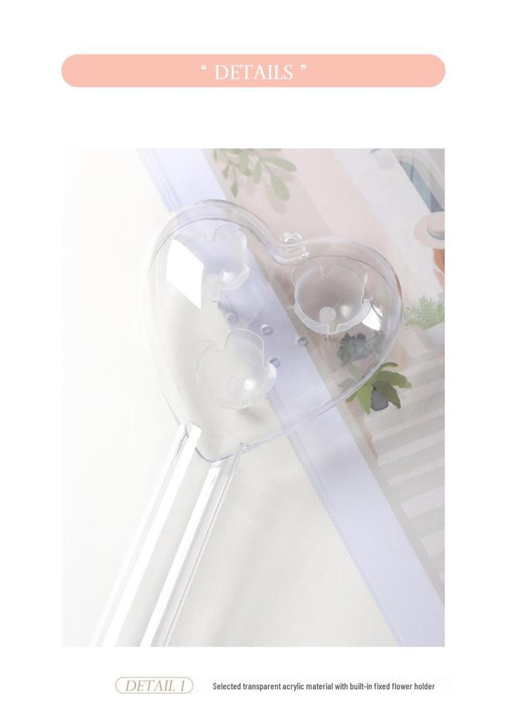 Heart-Shaped Magic Wand Acrylic Plastic Bouquet Gift Box with Fresh Flowers for Floral Art DIY