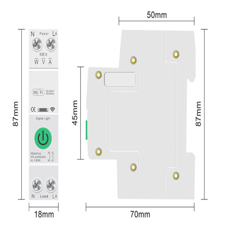 Smart WiFi Circuit Breaker Mobile App Control Overvoltage Overload Protection for Student Dorm Room Use