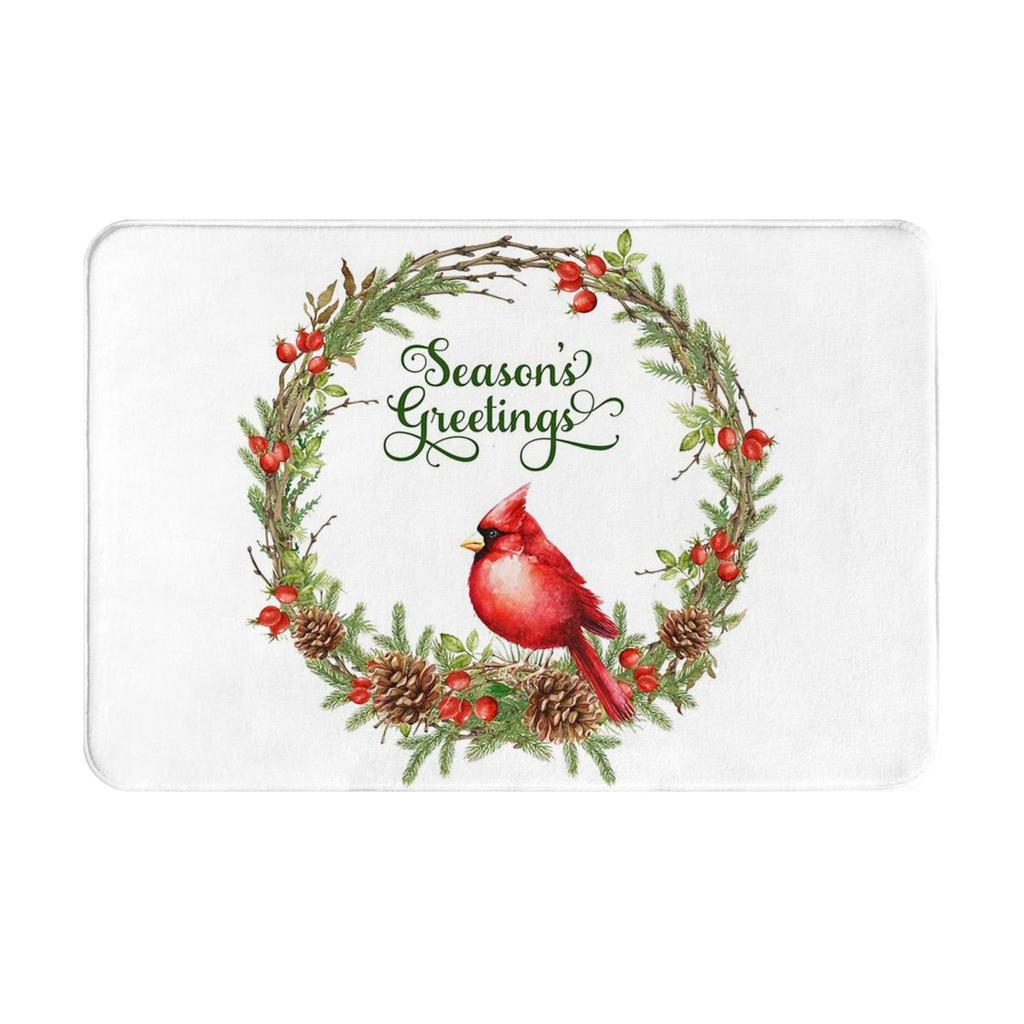 Christmas Cardinal Ride Fantasy Oil Painting Non-slip Doormat Floor Mat Carpet Rug for Kitchen Entrance Home Balcony Footpad Mat