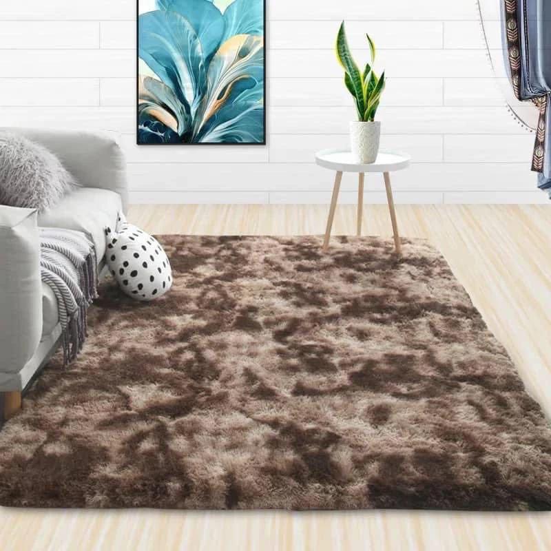 Zwart Pluizig Shaggy Vloerkleed Ultra Zacht Pluche Antislip Wasbaar Tapijt voor Slaapkamer, Woonkamer, Gezellige Huisdecoratie 80X120CM(2.6X3.9FT