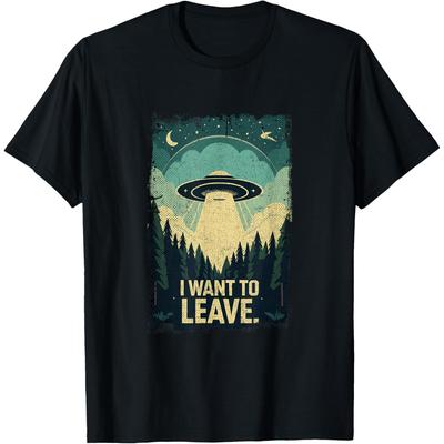Ich möchte Science-Fiction Außerirdische UFO T-Shirt Herrenkleidung Print-on-Demand Grafik-T-Shirts Lässig Camisas