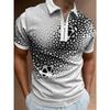Men'S Polo Shirt Men'S Casual Short Sleeve Lapel T-Shirt 3D Printed Short Sleeve Zipper Polo