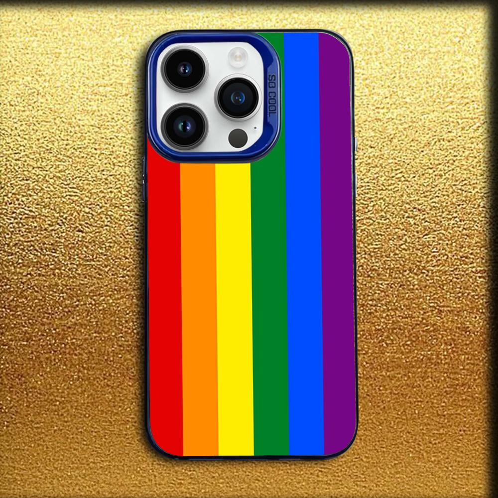 Gay Lesbian LGBT Rainbow Phone Case For iPhone 16,15,14,13,12,11,Mini,Pro,MAX Blue Matte Silicone Cover