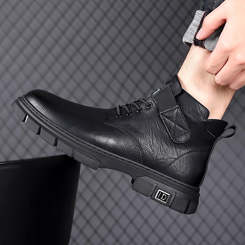 Fashion Retro Autumn Winter Cow Leather Ankle Boots for Men Fashion Non-slip Casual Designer Platform Shoes Man Warm Outdoor Man Boots