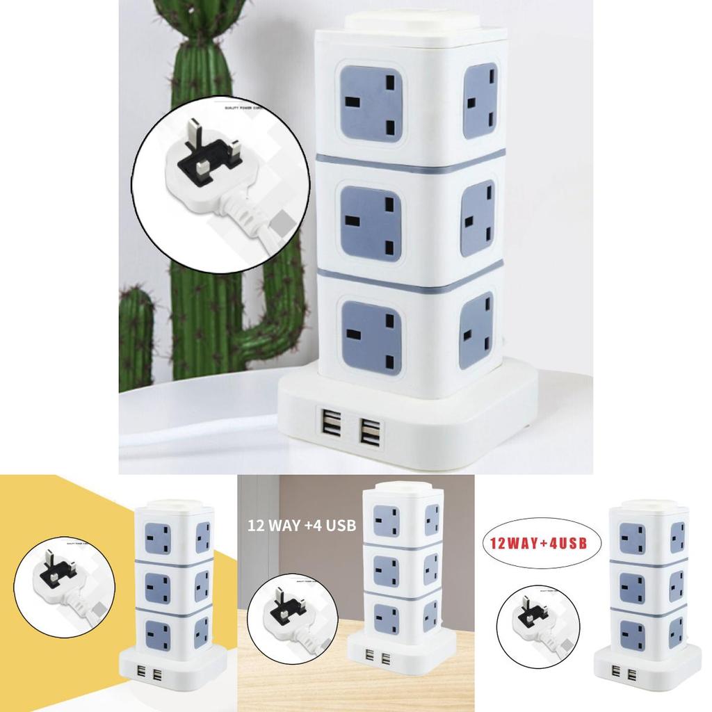 Reliable Uk Standard Vertical Power Strip With Multiple Usb Ports For Home And Office Use