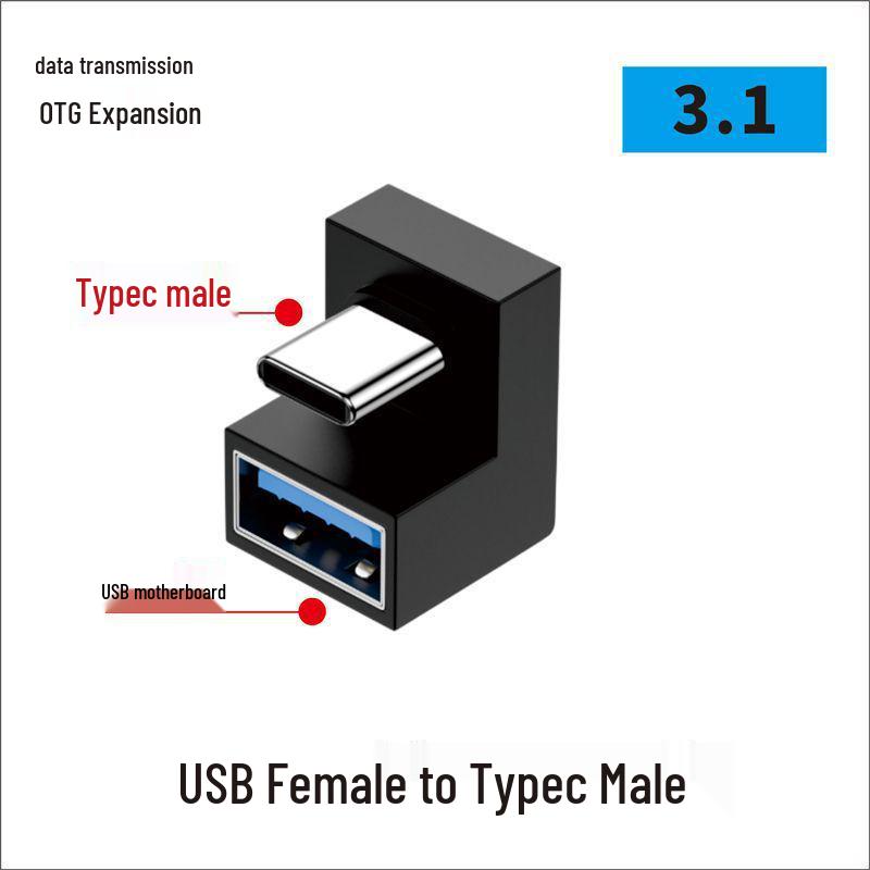 USB Type-C samec na samici 90° pravý úhel vertikální adaptér - kompatibilní s Thunderbolt 3