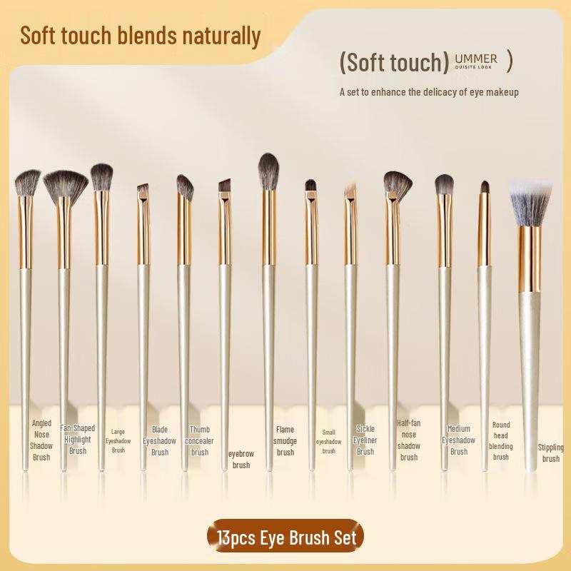 15-Piece Gold Makeup Brush Set: Includes Eyebrow, Eyeshadow, and Powder Brushes