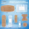 Geiserailie 300 Pcs Adhesive Bandages Family Variety Pack Fabric and Waterproof Assorted Bandages Bulk Sterile Individually Wrapped Bandages for