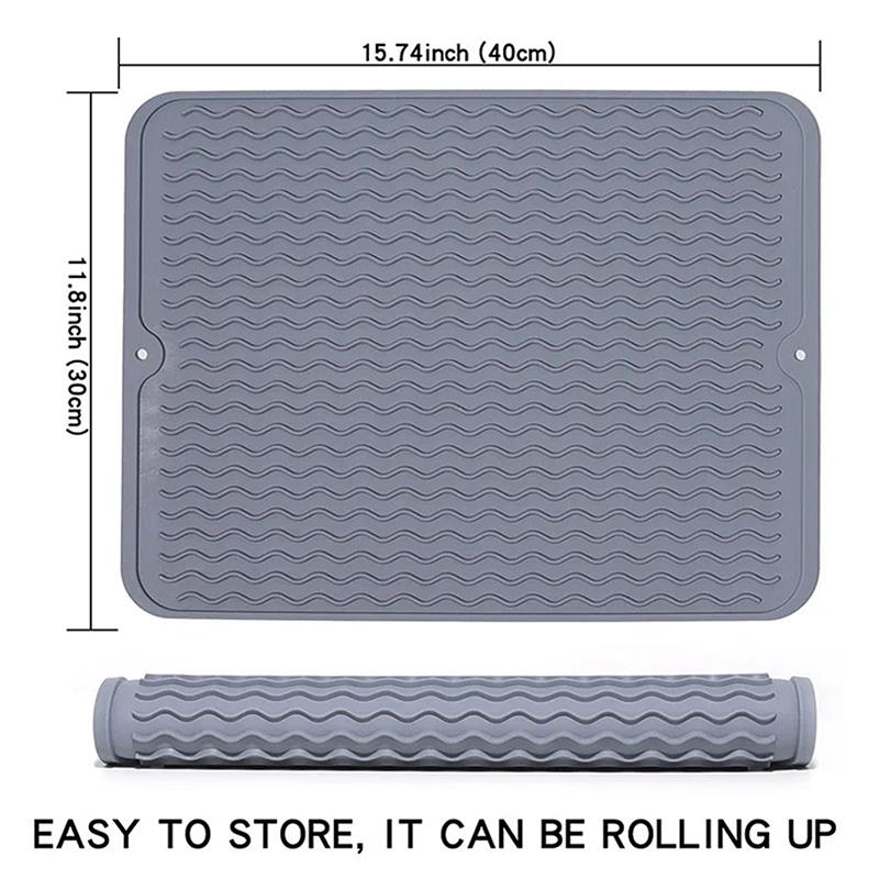 1 pièce pliable séchage isolation thermique caoutchouc souple vaisselle évier tapis table cuisine maison antidérapant séchage vaisselle tapis égouttoir