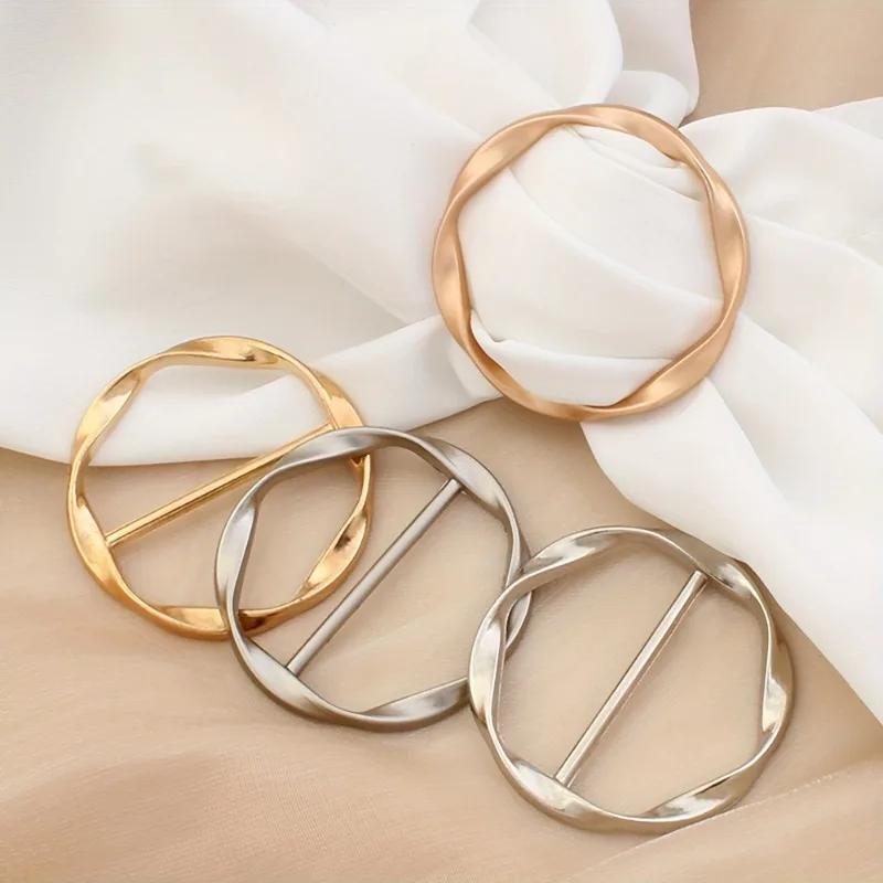 Maglietta Cravatta Clip Spilla Fibbia da Cintura Anello Versatile per Vestiti Supporto Avvolgente Moda Cerchio Rotondo Metallico Fibbia a Clip