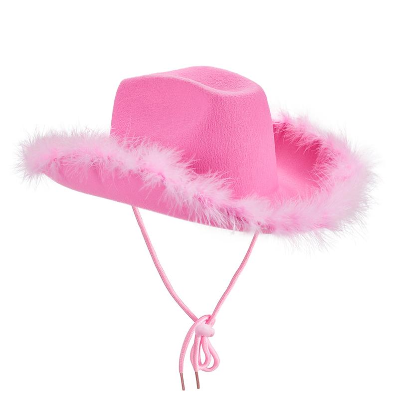 Cowboyhoeden voor Meisjes en Jongens, Brede Rand, Western Cowgirl Hoed met Verstelbaar Bandje, Kostuumaccessoires