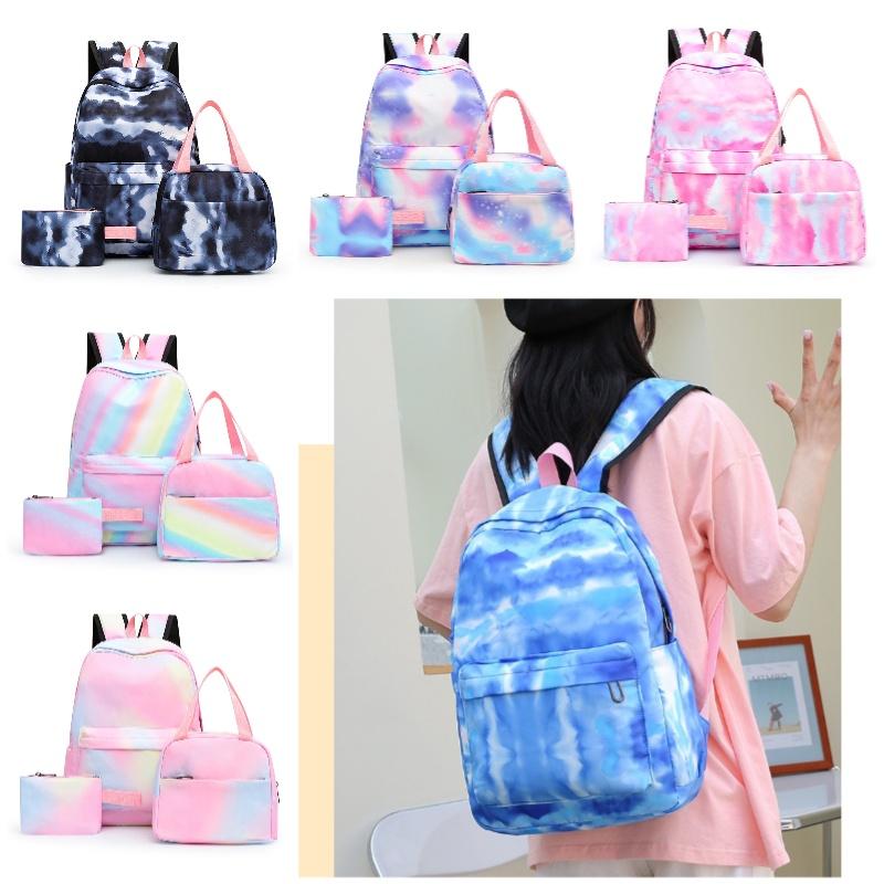 Stylish And Durable Nylon Backpack Set 3 Piece School Bag Lunch Bag And Pencil Case Unisex Design