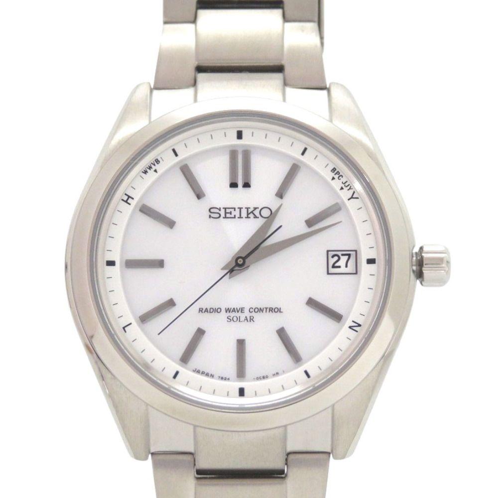 Used Like New Seiko Brightz SAGZ079 7B24-0BH0 Titanium White Solar Radio Watch White Dial 0774 SEIKO