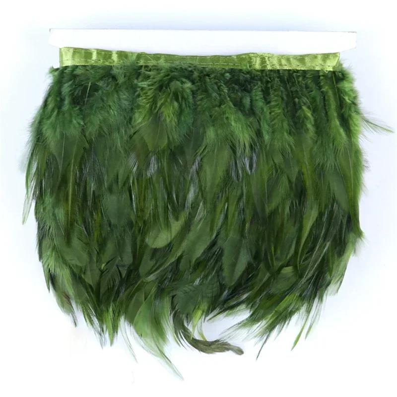 FeatherColored Pheasant Feathers On Tape Trim Fringe White Black Rooster Chicken Feather Skirt Trims Clothes Ribbon Sewing Handicrafts