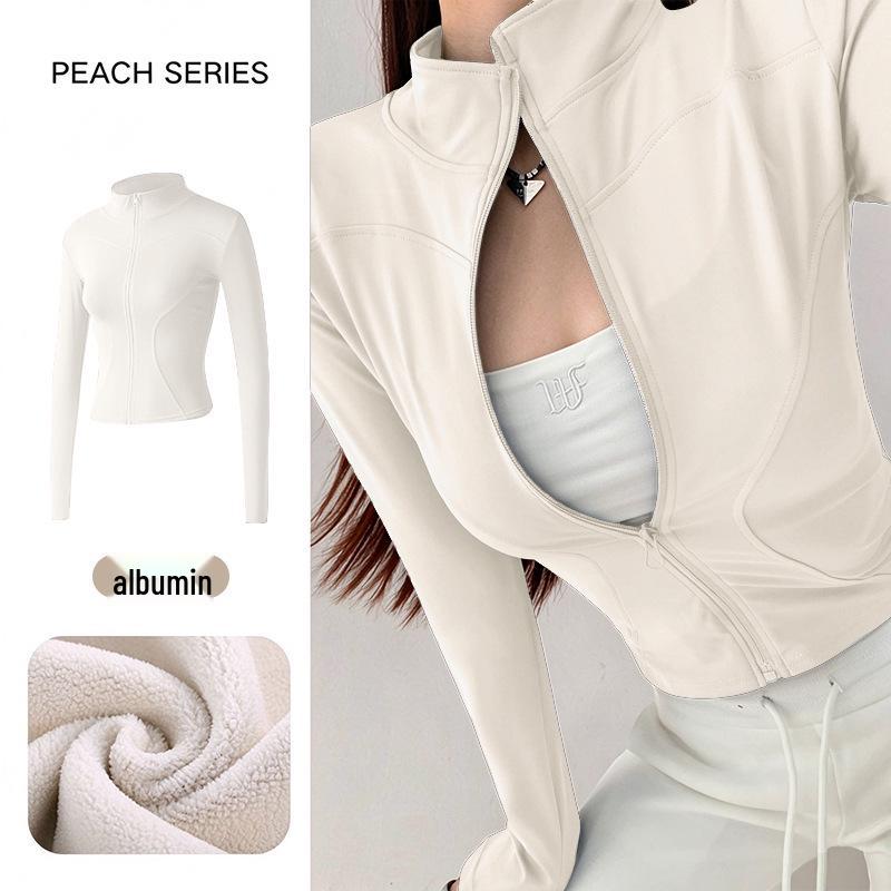 Women's Slim-Fit Fleece-Lined Running Jacket - Autumn/Winter 2025 Yoga & Fitness Long Sleeve.