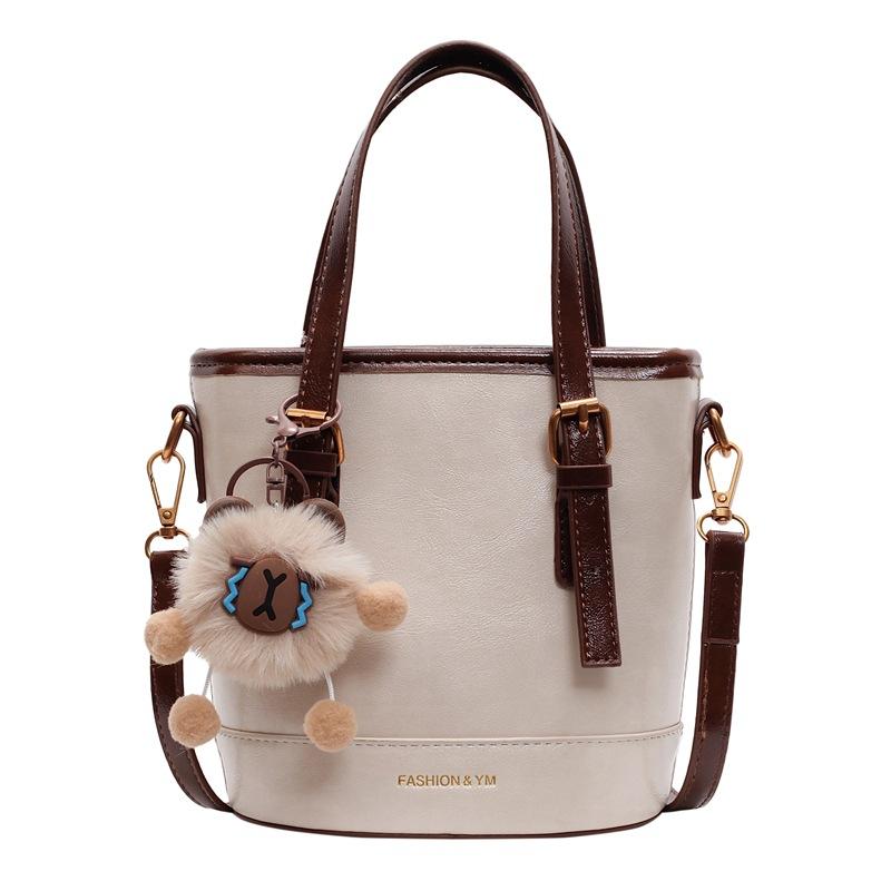 2025 New Fashion Foreign Style Korean Hand Carrying Bucket Bag Simple Casual Versatile Commuter Shoulder Messenger Bag Women