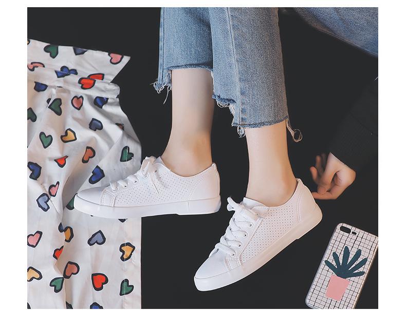 Yuanbu Sommer Ultra-Faser Atmungsaktiv Weißes Leder Schnürschuhe Freizeit 5936 für Herren & Damen