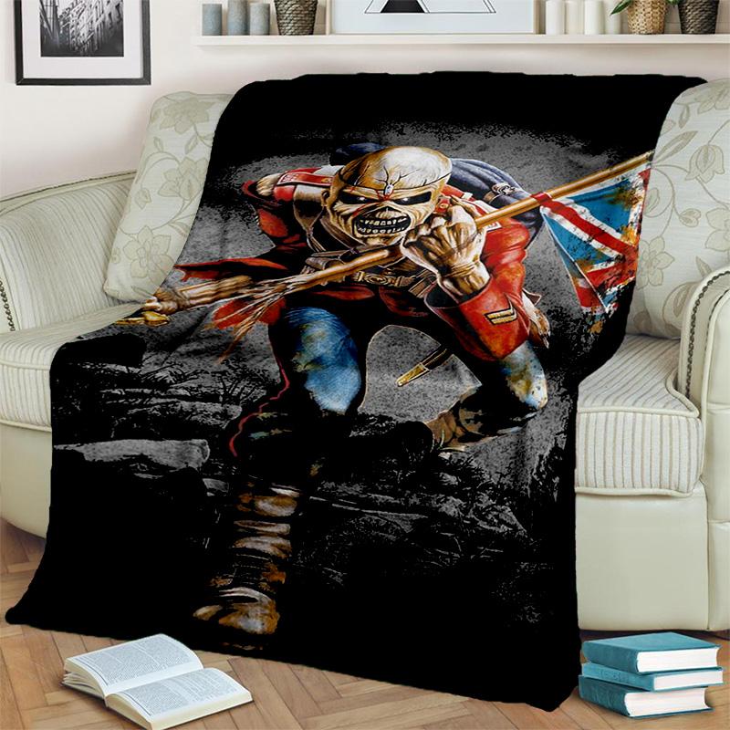 HD I-Iron Maiden Heavy Metal Band 3D Blanket,Soft Throw Blanket for Home Bedroom Bed Sofa Picnic Travel Office Cover Blanket Kid