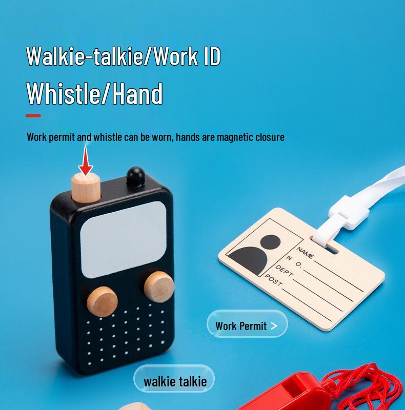 Wooden Traffic Police & Firefighter Role Play Toy Set for Kids Ages 3-6