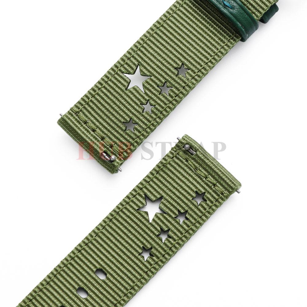 18/20/22mm Nylon Watch Band Star Holes Weave Soft Strap Military Sport Bracelet for Seiko Quick Release Universal Wristband
