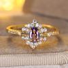 1 Stück Goldfarbener Ovalschliff Lila Stein Floraler Ring Ehering Valentinstag Schmuck
