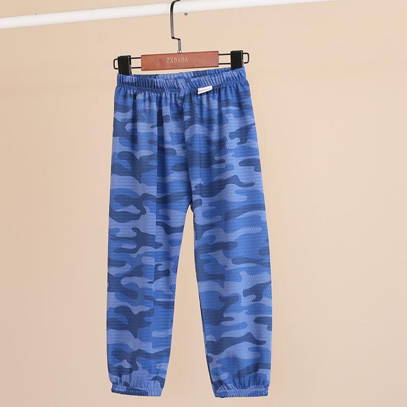 

Детские камуфляжные быстросохнущие спортивные брюки-фонари летнего стиля для мальчиков, свободные и дышащие повседневные брюки из ледяного шелка 160 синий