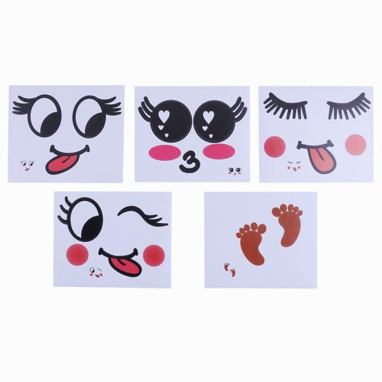 2Pcs Cute Cartoon Expression Pregnant Facial Stomach Belly Sticker Photo Prop