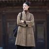 Chinesischer Stil Vintage Damen Parkas Warme Plus Size Baumwollmäntel Langarm Stehkragen Knopfleiste Hochwertige Winterjacke