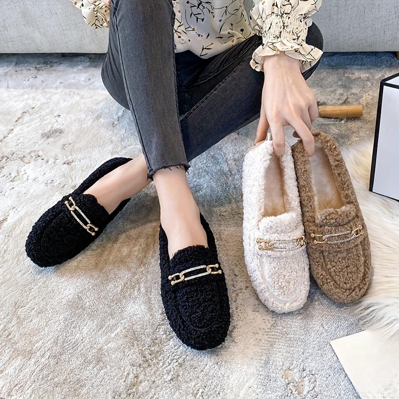 Nuova Moda Primavera/Autunno Stivali Slip-On da Donna Outdoor con Suola Chunky e Shearling - Stivali Bean Oversize Scarpe di Cotone