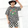 Modisches Schwarz-Weiß Zebra Farbe 67 Bedrucktes Sommer Kinder T-Shirt und Shorts 2-teiliges Set Sommer Freizeit Outfit für Jungen und Mädchen Kinderkleidung