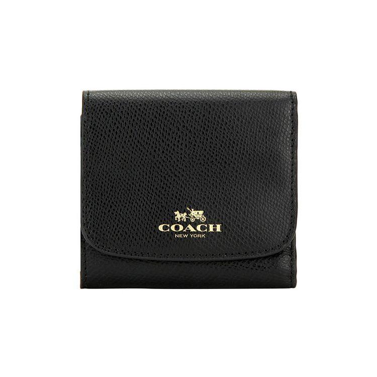 Coach Wallet 10 Litchi Grain Tri-Fold Wallet Leather Clutch Women Wallets Black 53768-IMBLK Basic Set (Bag+Dust Bag)